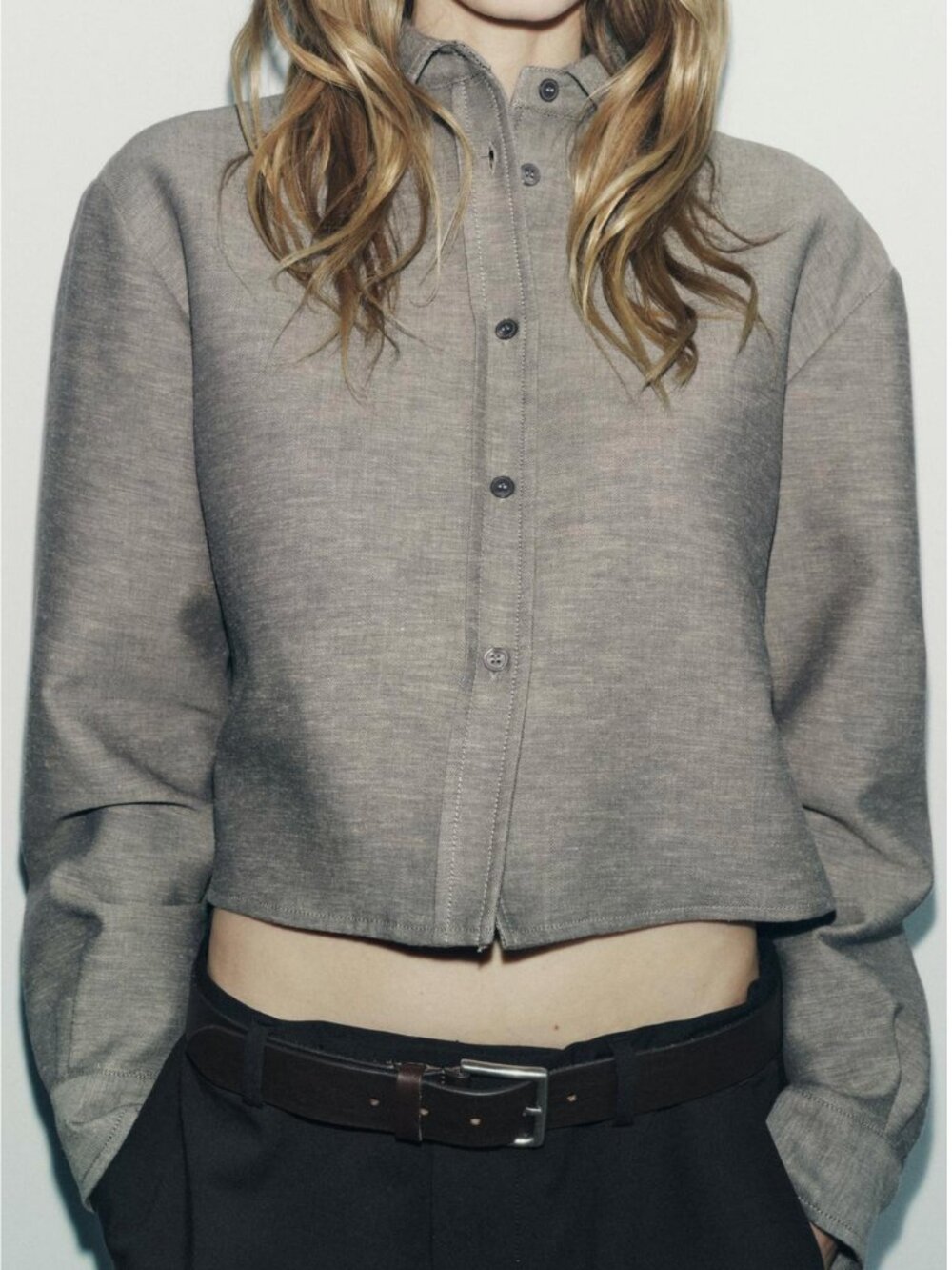 Cotton Linen cropped shirt